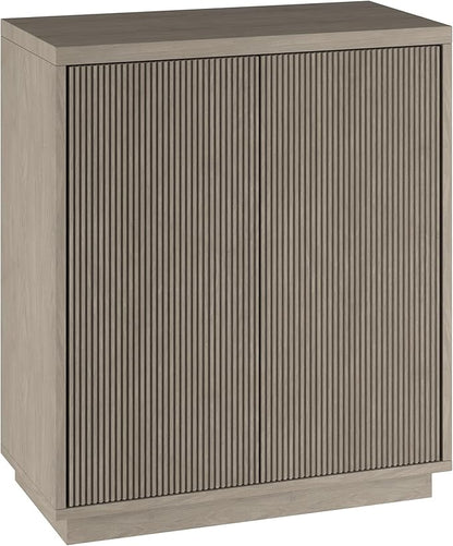 Henn&Hart 28" Fluted Wooden Accent Cabinet, Ribbed Modern Sideboard Buffet Cabinet with 2 Doors and an Adjustable Shelf for Living Room, Dining Room, Bedroom or Entryway, Weathered Gray