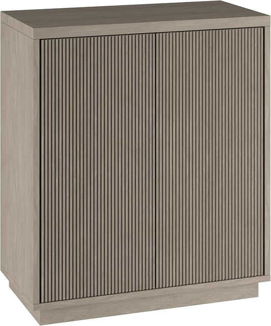 Henn&Hart 28" Fluted Wooden Accent Cabinet, Ribbed Modern Sideboard Buffet Cabinet with 2 Doors and an Adjustable Shelf for Living Room, Dining Room, Bedroom or Entryway, Weathered Gray