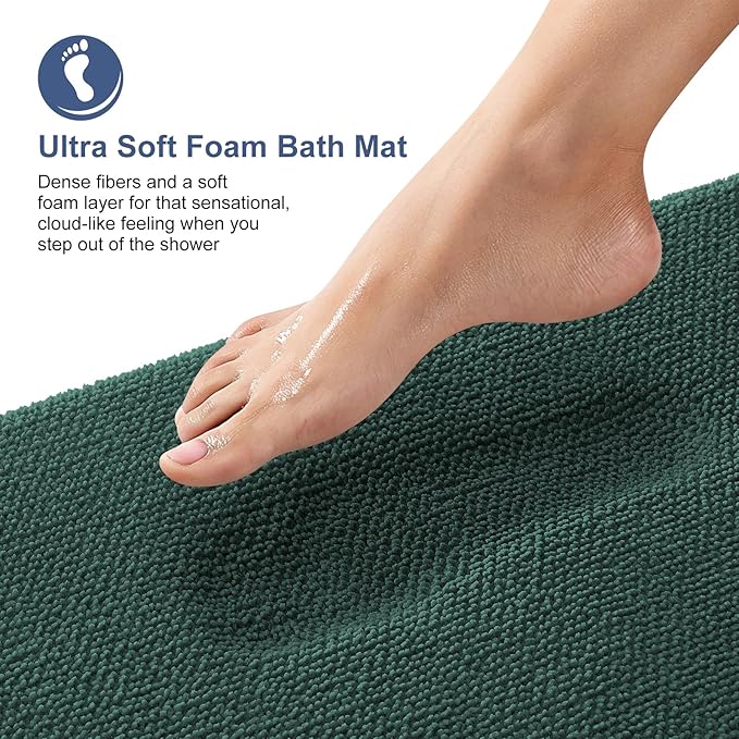 OLANLY Memory Foam Bathroom Runner Rugs 47x24, Long Mats, Blackish Green | Soft Quick Dry Bath Rugs, Non-Slip, Absorbent Machine Washable Mat for Bathroom Floor, Tub and Shower, Home Decor Accessories