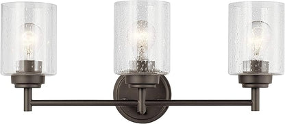 Kichler Winslow 21.5" Vanity Light in Olde Bronze®, 3-Light Transitional Bathroom Light with Clear Seeded Glass. (21.5" W x 9.25" H), 45886OZ