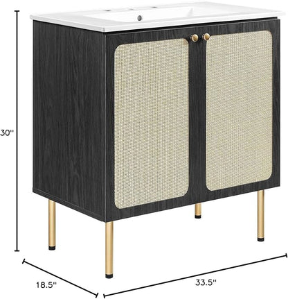 Modway EEI-6695-BLK-WHI Chaucer 30" Bathroom Vanity, Black White