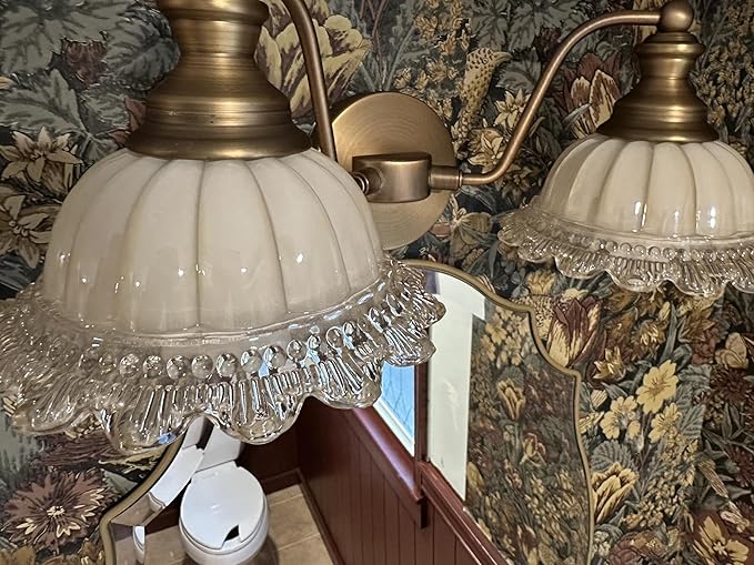 Vintage Vanity Light Brushed Brass 2 Light Vanity Lights for Bathroom Vanity Light Fixtures