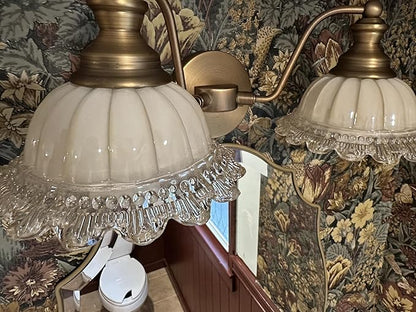 Vintage Vanity Light Brushed Brass 2 Light Vanity Lights for Bathroom Vanity Light Fixtures