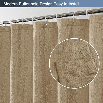 Taupe Shower Curtain for Bathroom 84 Inches Extra Long, Elegant 3D Embossed Textured Cloth Waffle Shower Curtain, Modern Luxury Hotel Style, Water Repellent, Machine Washable, 72X84
