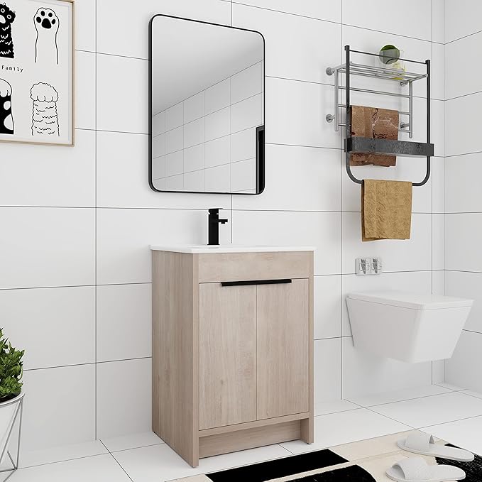 24" Modern Bathroom Vanity with Two Door and Sink (PLO, 24 * 18)