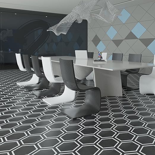 Art3d 60-Pack Hexagon Peel and Stick Flooring Tile Marble Look, Self Adhesive Waterproof Vinyl Floor Tile for Kitchen Bathroom Living Room Bedroom, 11.8" x 10.2" Black Marble