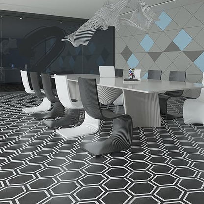 Art3d 60-Pack Hexagon Peel and Stick Flooring Tile Marble Look, Self Adhesive Waterproof Vinyl Floor Tile for Kitchen Bathroom Living Room Bedroom, 11.8" x 10.2" Black Marble