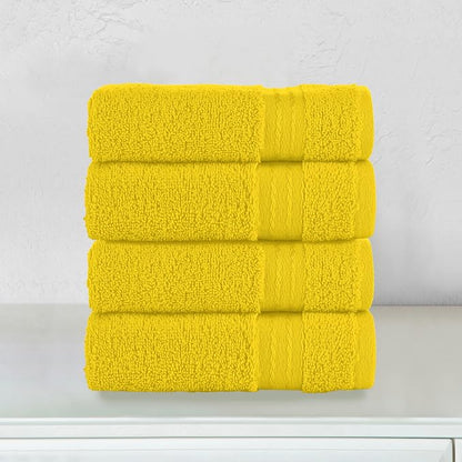 Elegant Comfort Premium Turkish Cotton 4 Pack Hand Towel Set - 16 x 28 inch, Luxurious Hotel Spa Quality 100% Turkish Cotton 4PC Hand Towel Set - Highly Absorbent - Soft Bathroom Towels, Yellow