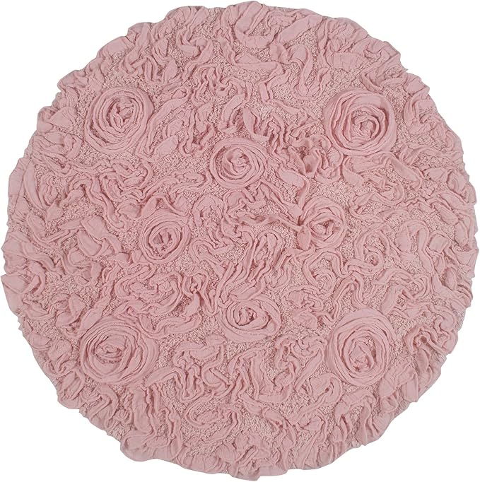 Home Weavers Bell Flower Collection 100% Cotton Tufted Bath Rugs, Extra Soft and Absorbent Bath Rugs, Non-Slip Bath Mats, Machine Washable, Bath Mats for Bathroom Floor and Tub, 22" Round, Pink
