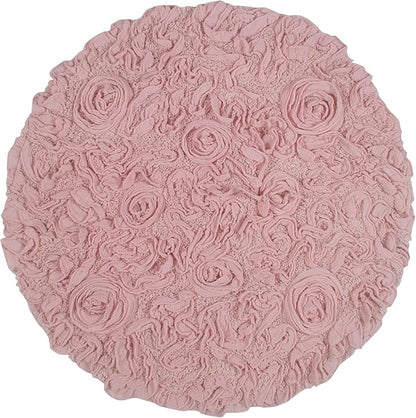 Home Weavers Bell Flower Collection 100% Cotton Tufted Bath Rugs, Extra Soft and Absorbent Bath Rugs, Non-Slip Bath Mats, Machine Washable, Bath Mats for Bathroom Floor and Tub, 22" Round, Pink