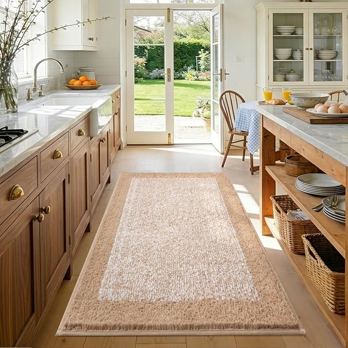 48x32 Large Bathroom Rugs Washable Non Slip, Beige Bath Mat for Bathroom Floor Tub, Soft Absorbent Quick Dry Mats for Shower, Bathtub,Home Decor