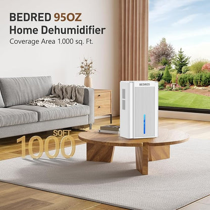 Dehumidifier, 95OZ Dehumidifier for Home 1000 sq ft - Quiet with Auto Shut Off & Relaxing 7 Color Ambient Light, Ideal for Livingroom, Bedroom, Basement (White)