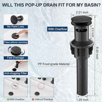 Brass 8 Inch Oil Rubbed Bronze Bathroom Faucet Waterfall Widespread Bathroom Faucets for Sink 3 Hole 2 Handle with Pop up Drain & Pre-Installed cUPC Water Hose for Vanity, 10 Mins Install