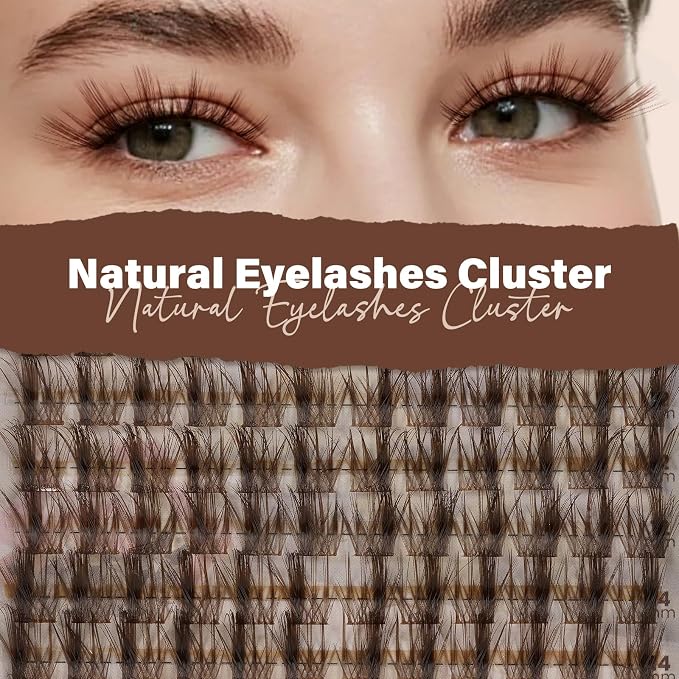 JMS&JMS Brown Lash Cluster Natural Look Brown Eyelashes for Daily Makeup | CC Curl 8-18MIX Brown False Eyelashes Wispy Brown Strip Lashes at Home