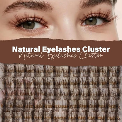 JMS&JMS Brown Lash Cluster Natural Look Brown Eyelashes for Daily Makeup | CC Curl 8-18MIX Brown False Eyelashes Wispy Brown Strip Lashes at Home