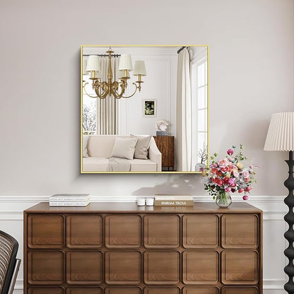KOCUUY Large Gold Bathroom Mirror, 36x36 Inch Square Mirror for Bathroom Sink, Oversized Wall Mirror with Metal Gold Frame for Living Room, Farmhouse, Entryway, Hang Horizontal/Vertical