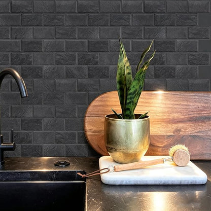 Peel and Stick Subway Tiles, Matte Black Self-Adhesive Backsplash