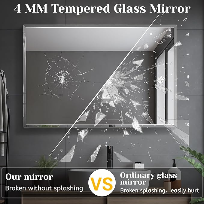 1 PCS 16”x 24”Beveled Polished Edge Frameless Bathroom Mirror Rectangle Wall Mount Vanity Mirror for Bathroom,Bedroom,Entryway,Over Sink,Living Room (16×14-1PCS)