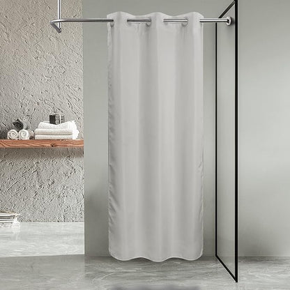 River Dream No Hook Stall Shower Curtain or Liner Microfiber Grey, 36x74 | Waterproof Small Fabric Shower Curtain Set for Narrow Stall, Bottom Magnets, Soft & Machine Washable, 36W x 74H