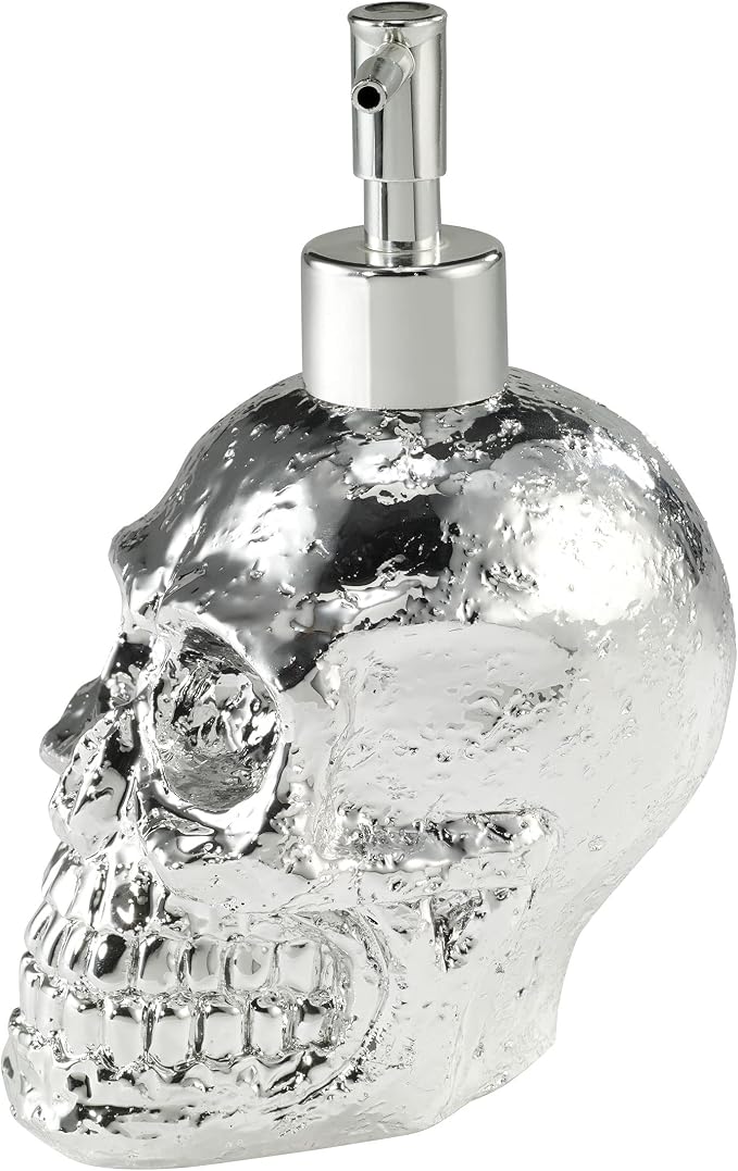 Avanti Linens - Soap Dispenser/Lotion Pump, Guest Bathroom Essentials, Skull Design Bath Decor (Halloween Collection)