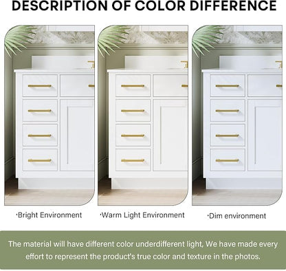 84-Inch Bathroom Vanity with Double Sinks W/ 4 Doors & 12 Drawers & 2 Flip Drawers, White Vanity W/Brushed Gold Handles