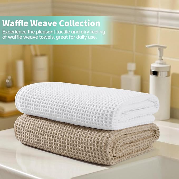 MICROFI New Microfiber Waffle Bath Towels, 2 Pieces, Oversized, Soft, Absorbent, Fast Drying, Lint Free 430 GSM (30''x60''/76cm x 152cm)
