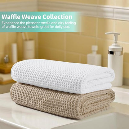 MICROFI New Microfiber Waffle Bath Towels, 2 Pieces, Oversized, Soft, Absorbent, Fast Drying, Lint Free 430 GSM (30''x60''/76cm x 152cm)
