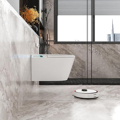 Smart Wall Hung Toilet Combo,Auto Flush, Auto Open/Close LId,Heated Seat,Warm Water/Dryer, Modern Elongated Bidet Toilet with In wall Carrier (No need to buy an additional Water Tank)