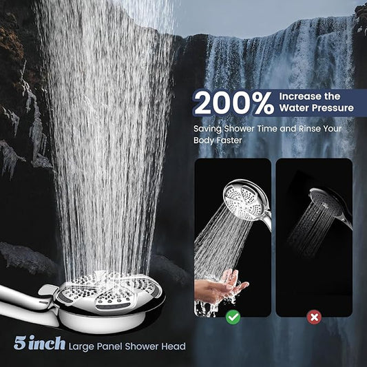 FEELSO Filtered Shower Head with Handheld, High Pressure 7-Spray Showerhead | Shower Filter Head for Hard Water, Remove Chlorine, Reduce Dry Itchy Skin, Anti-clog Nozzles, Power Wash to Clean Tub&Pet