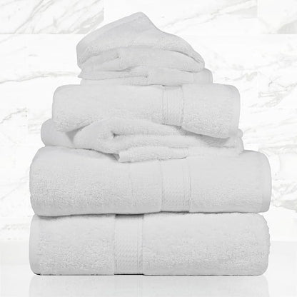SUPERIOR Egyptian Cotton Ultra Plush & Absorbent, 6 Piece Set, White | Quick Dry, Soft Luxury Towel Set, Bath Essentials, Guest Bath, Spa, 2 Bath, 2 Hand, 2 Face Towels, Madeline Towels