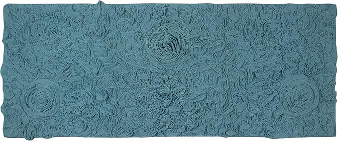 Home Weavers Bell Flower Collection 100% Cotton Tufted Bath Rugs, Extra Soft and Absorbent Bath Rugs, Non-Slip Bath Mats, Machine Washable, Bath Mats for Bathroom Floor and Tub, 21"x54" Runner, Blue