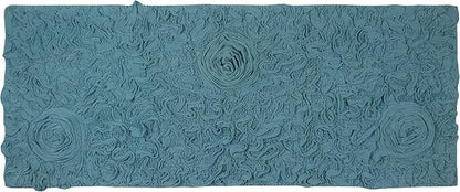 Home Weavers Bell Flower Collection 100% Cotton Tufted Bath Rugs, Extra Soft and Absorbent Bath Rugs, Non-Slip Bath Mats, Machine Washable, Bath Mats for Bathroom Floor and Tub, 21"x54" Runner, Blue