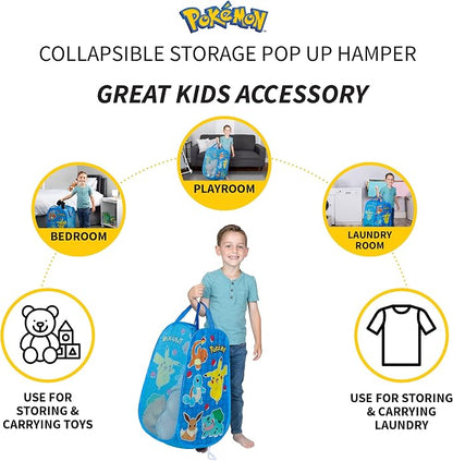POKEMON Kids Room Collapsible Storage Bin Pop Up Hamper, One Size, (Officially Licensed Product) by Franco