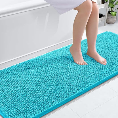 OLANLY Bathroom Runner Rugs 70x24, Extra Soft Absorbent Chenille Bath Rugs | Aqua Sky, Quick-Drying Rubber Backing, Washable Long Bath Mat for Bathroom Floor, Tub and Shower, Home Decor Accessories