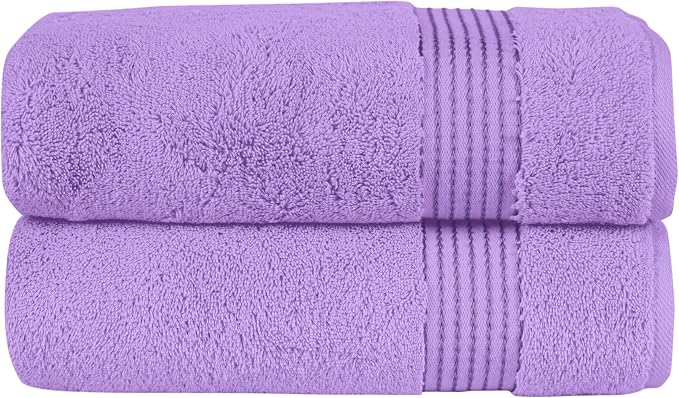 Elegant Comfort Premium Turkish Cotton 2 Pack Bath Towel Set - 27 x 54 inch, Luxurious Hotel Spa Quality 100% Turkish Cotton 2PC Bath Towel Set - Highly Absorbent - Soft Bathroom Towels, Lilac
