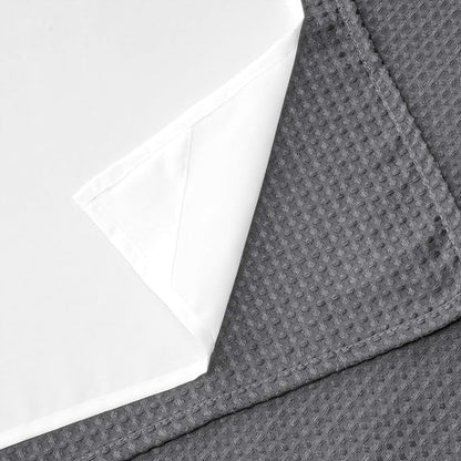 River Dream Heavyweight Waffle No Hook Shower Curtain with Liner,Gray,71x80 | Dotted Waffle,Snap-in Liner,Heavy Duty,Quick Dry,Mesh Top Window,With Bottom Magnets,Hotel-Grade,Washable,Long Size