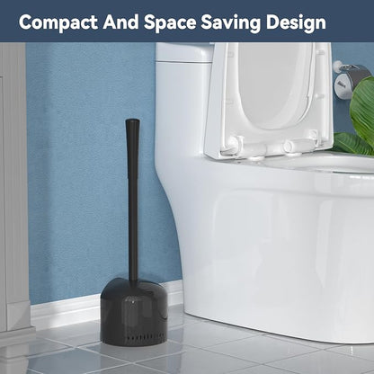 TRENTI Toilet Plunger with Holder, Plunger with Holder for 5.3-inch Toilet Drain, Plungers for Bathroom with Holder, Toilet Plunger Heavy Duty (2, Black)