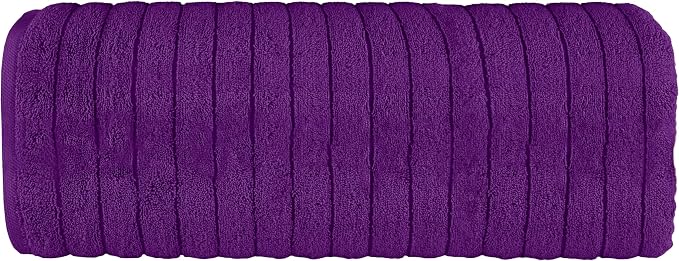 Elegant Comfort 100% Turkish Cotton Corduroy Ribbed Luxury Jumbo Bath Towel Ultra Soft - 35 x 70 Inch - Luxury Spa Premium Hotel Quality Highly Absorbent and Quick Dry Large Bath Towel, Purple