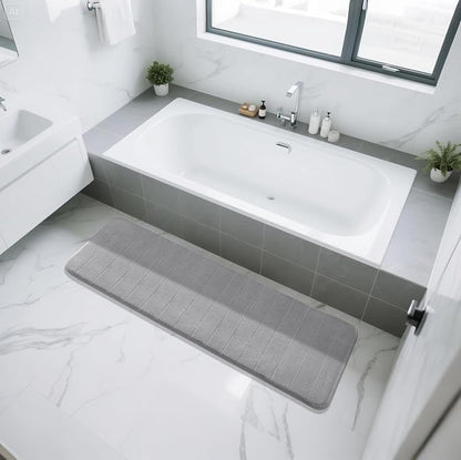 Yimobra Bathroom Runner 60"x24", Non Slip Memory Foam Bath Mat, Super Soft Water Absorbent Hallway Carpet, Machine Washable Rug for Vanity Tub Shower, Gray