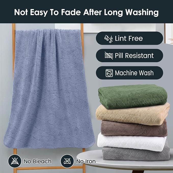JML Microfiber Bath Towels with Hanging Loop, 2 Pack, 27x55 in, Blue | Ultra Soft, Super Absorbent, Fast Drying, No Fading, Large Body Towel for Shower, Gym, Sauna, Sport, Fitness, SPA,Yoga