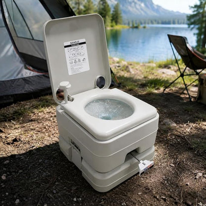 SEAFLO Premium Camping Portable Toilet - 5.8 Gallon Waste 3.43 Gall Fresh Tank (100 Flushes), 440 lbs Max Weight, Level Indicator, Sealed Waste Tank for RV, Boat, Elderly, Off-Grid, 4-Year Warranty