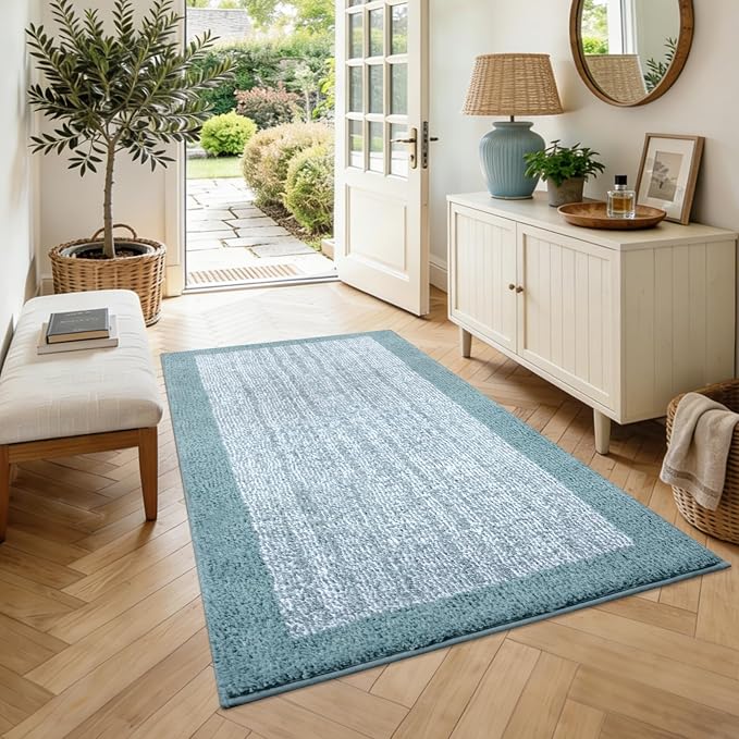 48x32 Large Bathroom Rugs Washable Non Slip, Dusty Blue Bath Mat for Bathroom Floor Tub, Soft Absorbent Quick Dry Mats for Shower, Bathtub,Home Decor