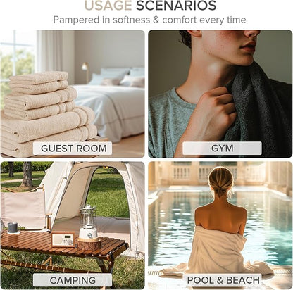 Comfort Spaces Extra Large Bath Towel Set of 4 Piece 30x60 Bath Sheet Set Shower Towel Beach Towel 100% Cotton Bathroom Towel Set Quick Dry Oversized Highly Absorbent Soft 400GSM Beige Tan Dual Layer