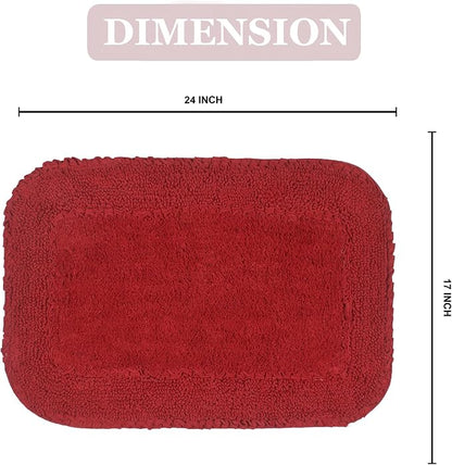 Home Weavers Radiant Collection 100% Cotton Bathroom Rugs Set, Washable Rug, Soft Cotton Extra Soft and Absorbent Bath Rug, Kitchen Mat, Bath Mat Set, Bath Floor Mat Non Slip, 17"x24" Rectangle, Red