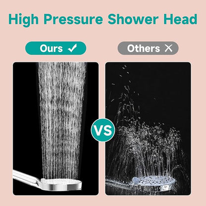 6“ Filtered Shower Head with Handheld, 6 Modes High Pressure Shower Head with Filter for Hard Water, Detachable Showerhead with Stainless Steel Hose and Shower Arm Bracket, Chrome-White