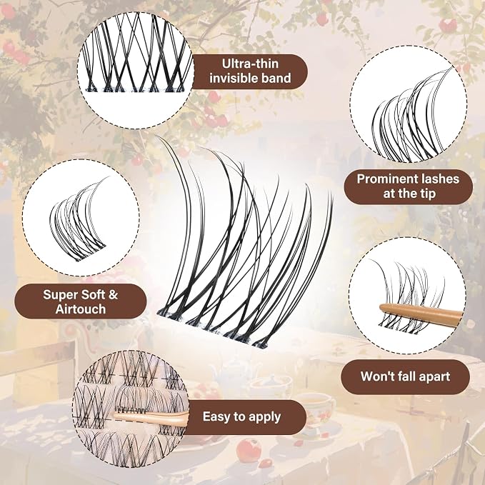 JMS&JMS Venus Lash Clusters Natural Eyelash Clusters Invisible Band | Velour Lashes Natural Lash Clusters Super Thin Band Reusable Soft & Comfortable(Flora,8-18mix-C)