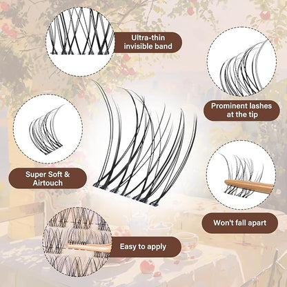 JMS&JMS Venus Lash Clusters Natural Eyelash Clusters Invisible Band | Velour Lashes Natural Lash Clusters Super Thin Band Reusable Soft & Comfortable(Flora,8-18mix-C)