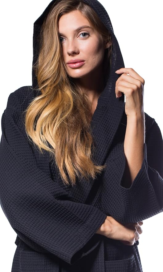 Turquaz Womens Lightweight Waffle Kimono Bathrobe for Men - Soft Quick-Dry Spa & Summer Towel Robe, Cotton Blend