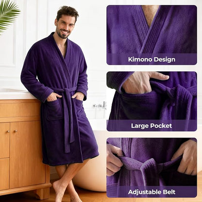 PJGGZ Towel Robe for Men - Ultra-Absorbent Soft Quick Dry Towel Bathrobe Kimono for Shower, Spa & Hotel