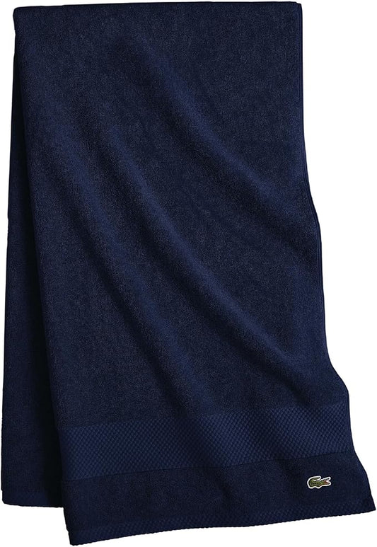 Lacoste Heritage 100% Supima Cotton Bath Sheet, Navy, 35" x 70" – Highly Absorbent & Quick Drying, Premium Super Soft Bath Towel, Bathroom Essential, Gift for All Occasions, Machine Washable